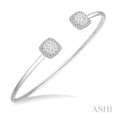 3/4 ctw Cushion Shape Lovebright Open Cuff Diamond Bangle in 14K White Gold